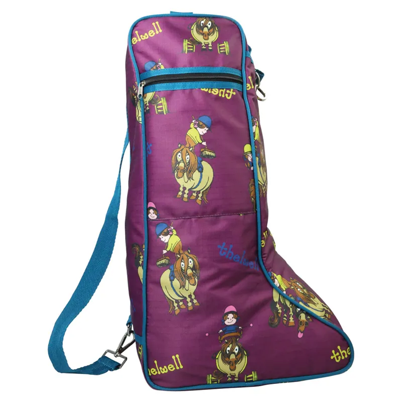 Hy Equestrian Thelwell Collection Pony Friends Boot Bag - Imperial Purple/Pacific Blue